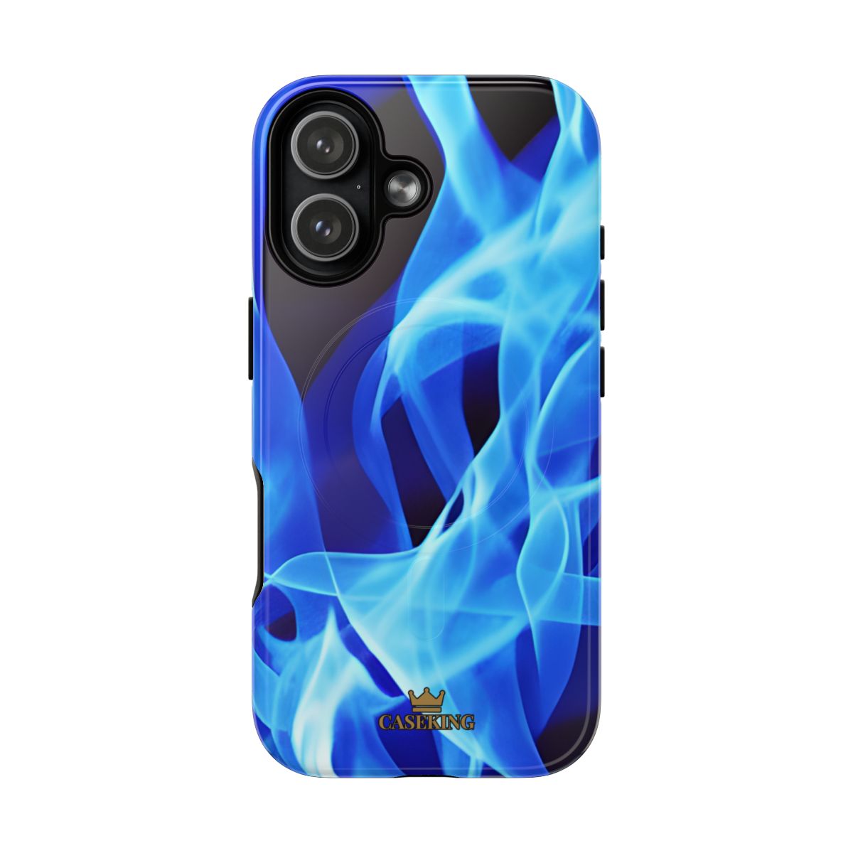 Sapphire Heat MagSafe-compatible tough case on iPhone 17, glossy finish