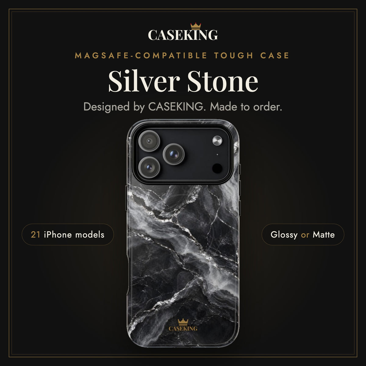 Silver Stone MagSafe-compatible tough case infographic 1: Hero