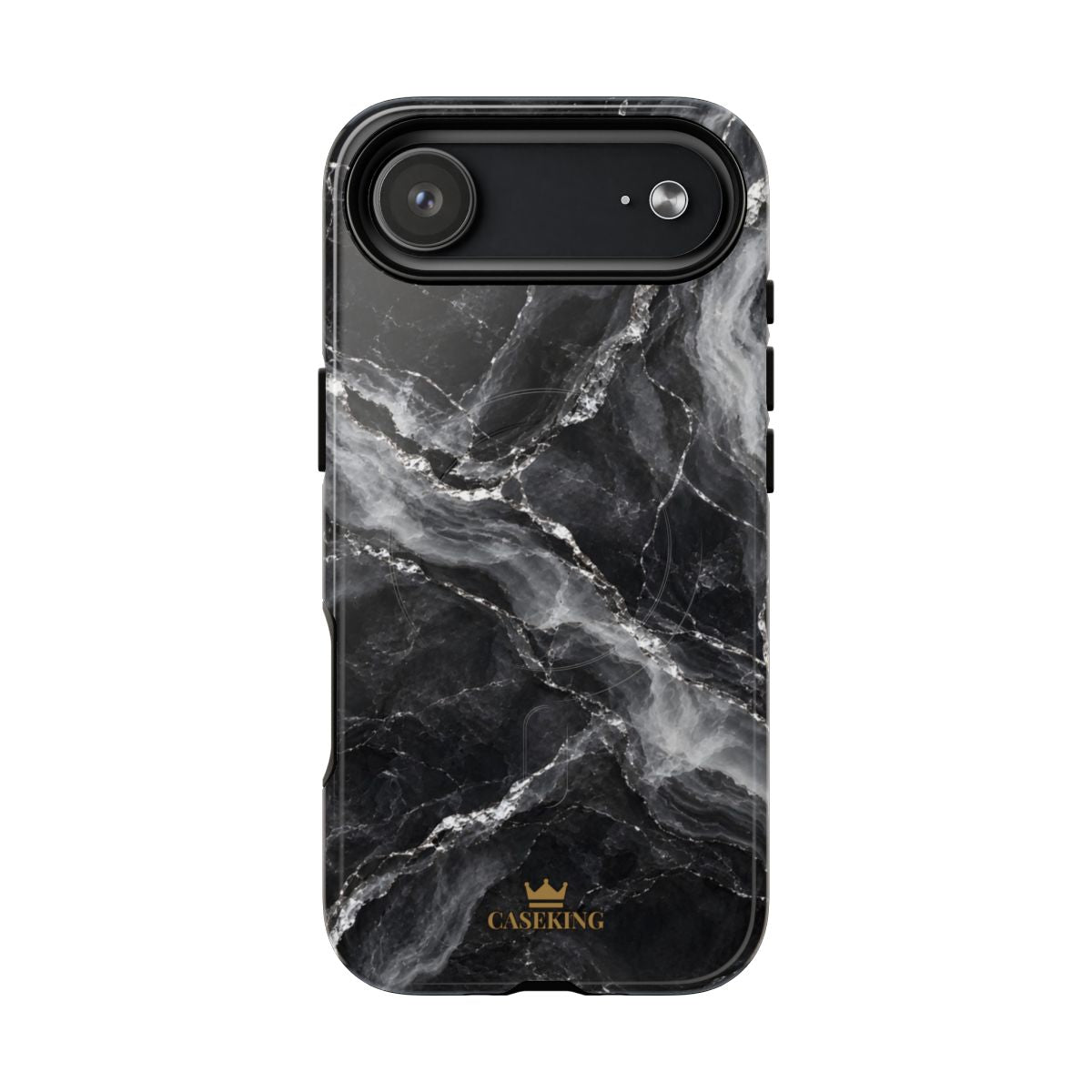Silver Stone MagSafe-compatible tough case on iPhone 17 Air, glossy finish