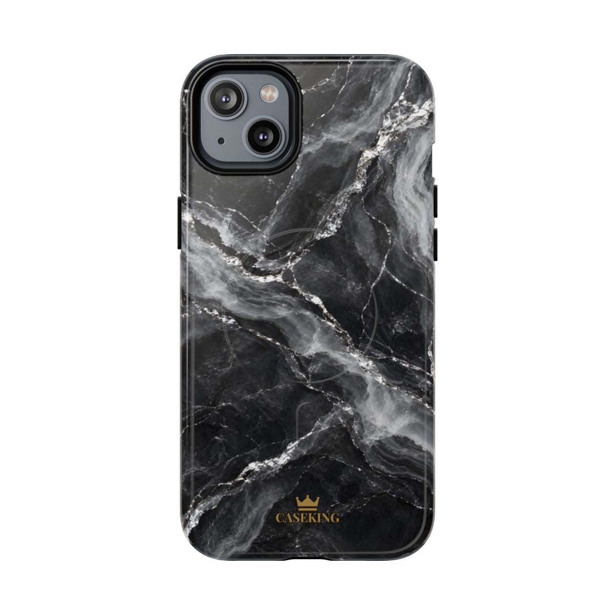 Silver Stone MagSafe-compatible tough case on iPhone 14 Plus, glossy finish