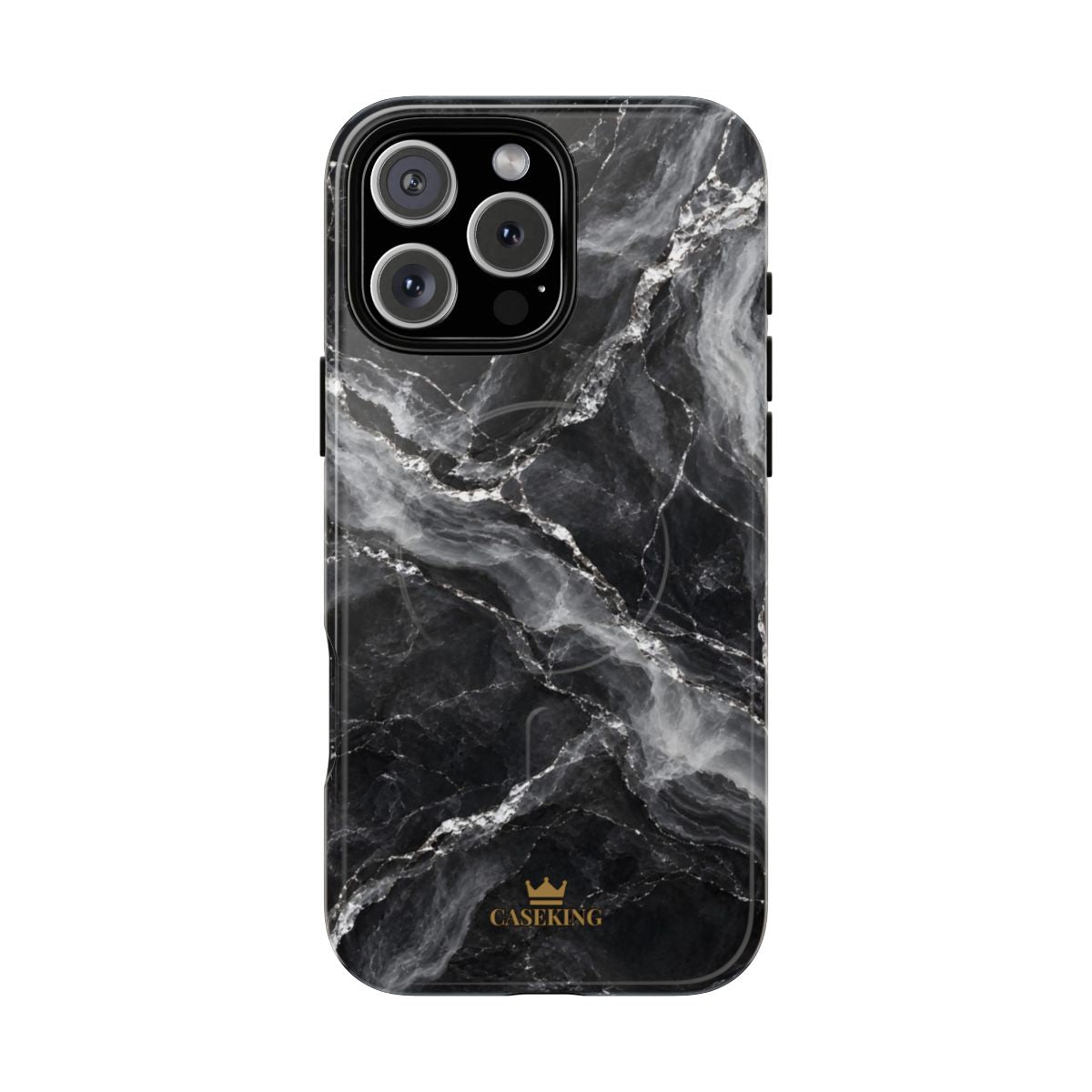 Silver Stone MagSafe-compatible tough case on iPhone 16 Pro Max, glossy finish