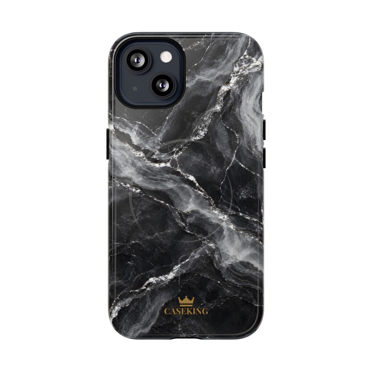 Silver Stone MagSafe-compatible tough case on iPhone 13, glossy finish