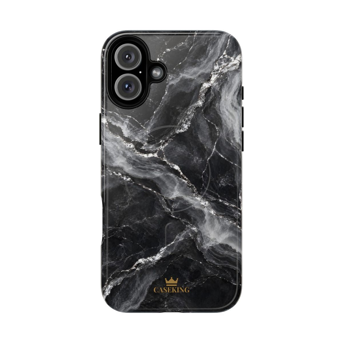 Silver Stone MagSafe-compatible tough case on iPhone 16 Plus, glossy finish