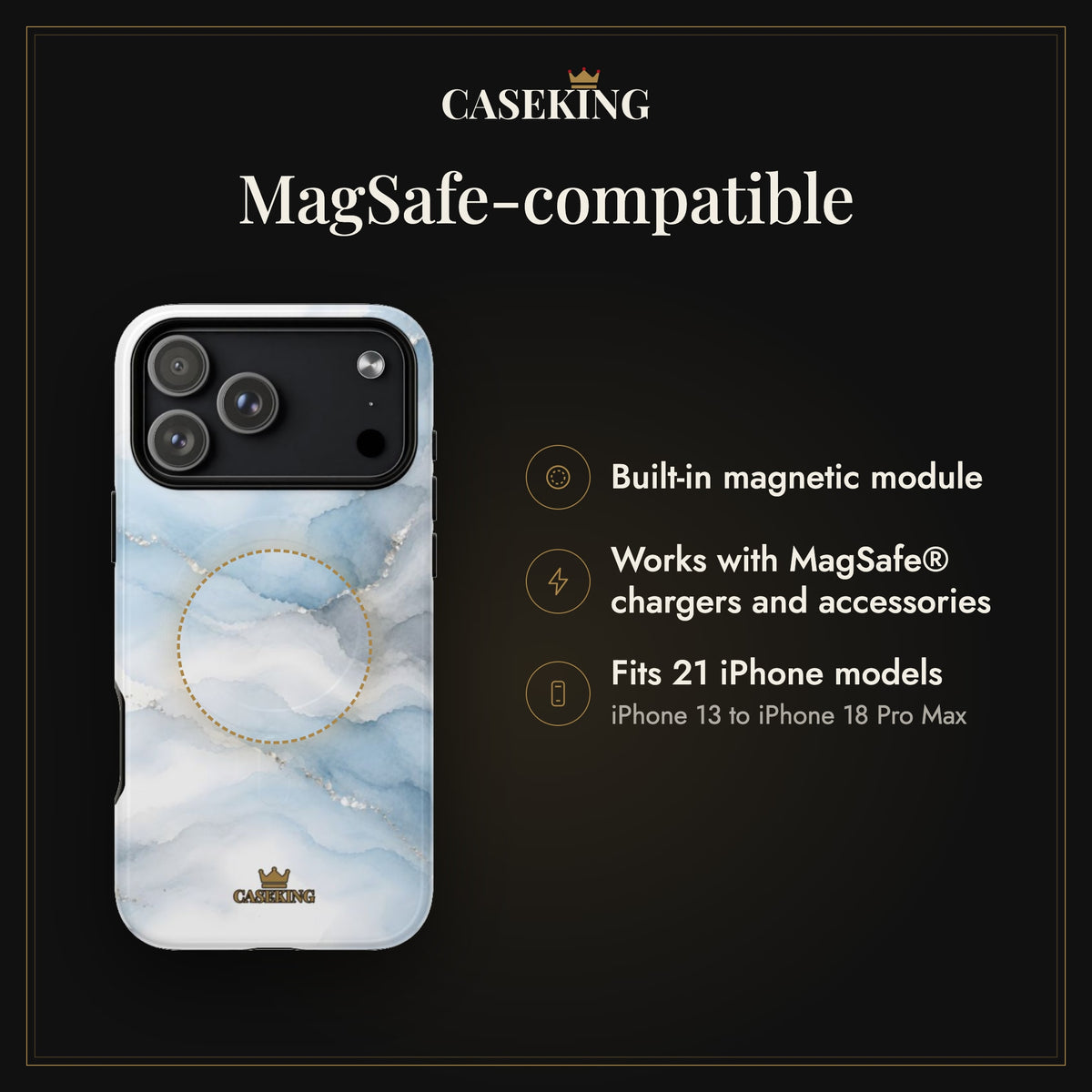 Sky Mist MagSafe-compatible tough case infographic 2: MagSafe-compatible