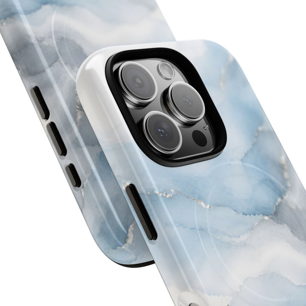 Sky Mist MagSafe-compatible tough case on iPhone 16 Pro, glossy finish (close-up)