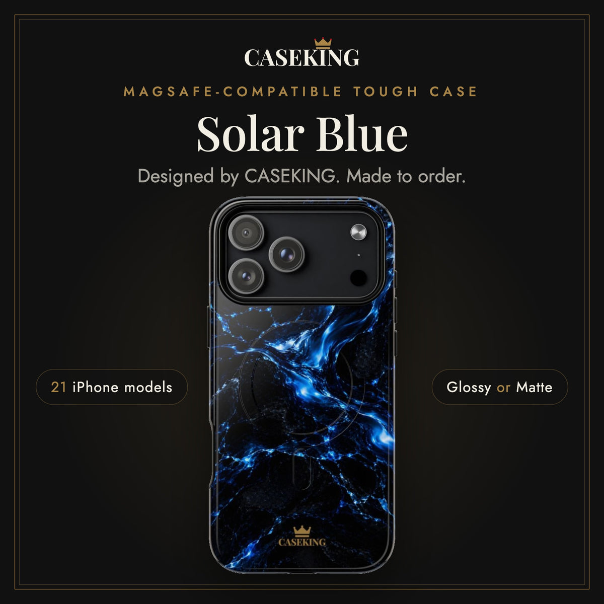 Solar Blue MagSafe-compatible tough case infographic 1: Hero