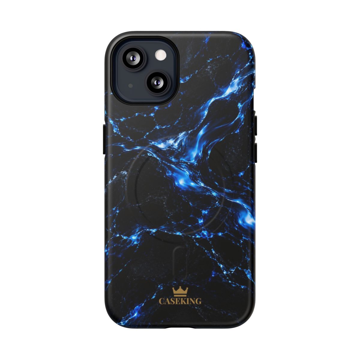 Solar Blue MagSafe-compatible tough case on iPhone 13, matte finish