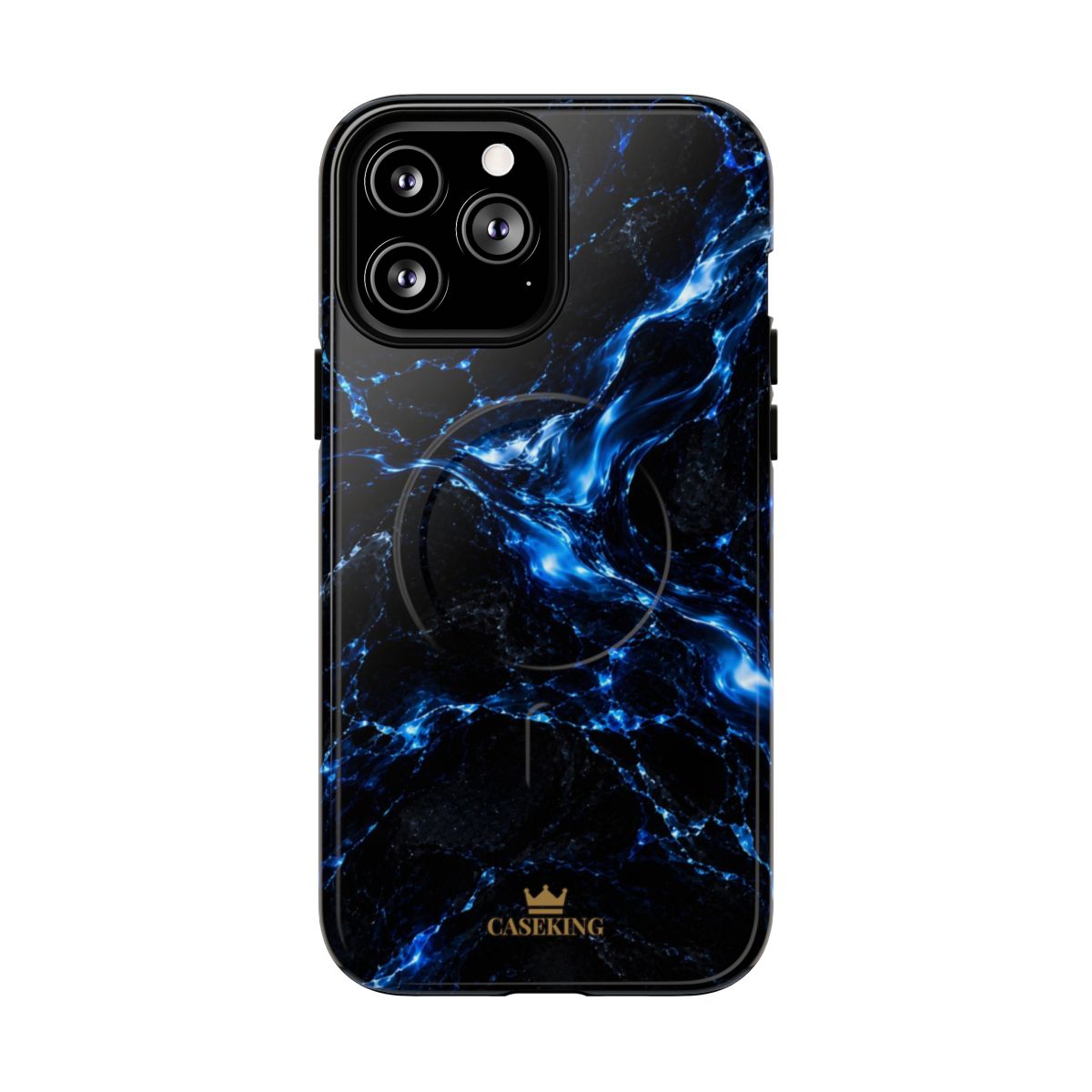Solar Blue MagSafe-compatible tough case on iPhone 13 Pro Max, glossy finish
