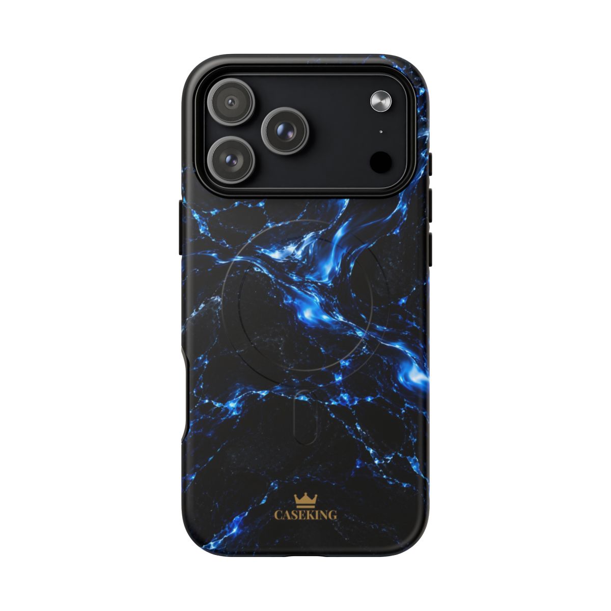Solar Blue MagSafe-compatible tough case on iPhone 18 Pro Max, matte finish