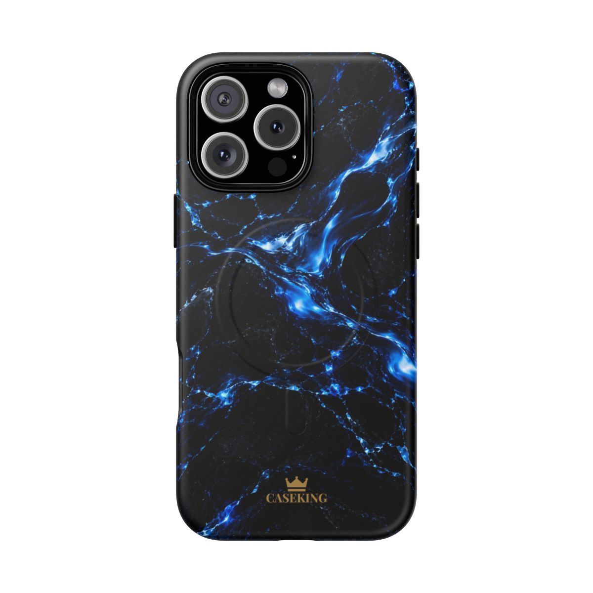 Solar Blue MagSafe-compatible tough case on iPhone 16 Pro Max, matte finish