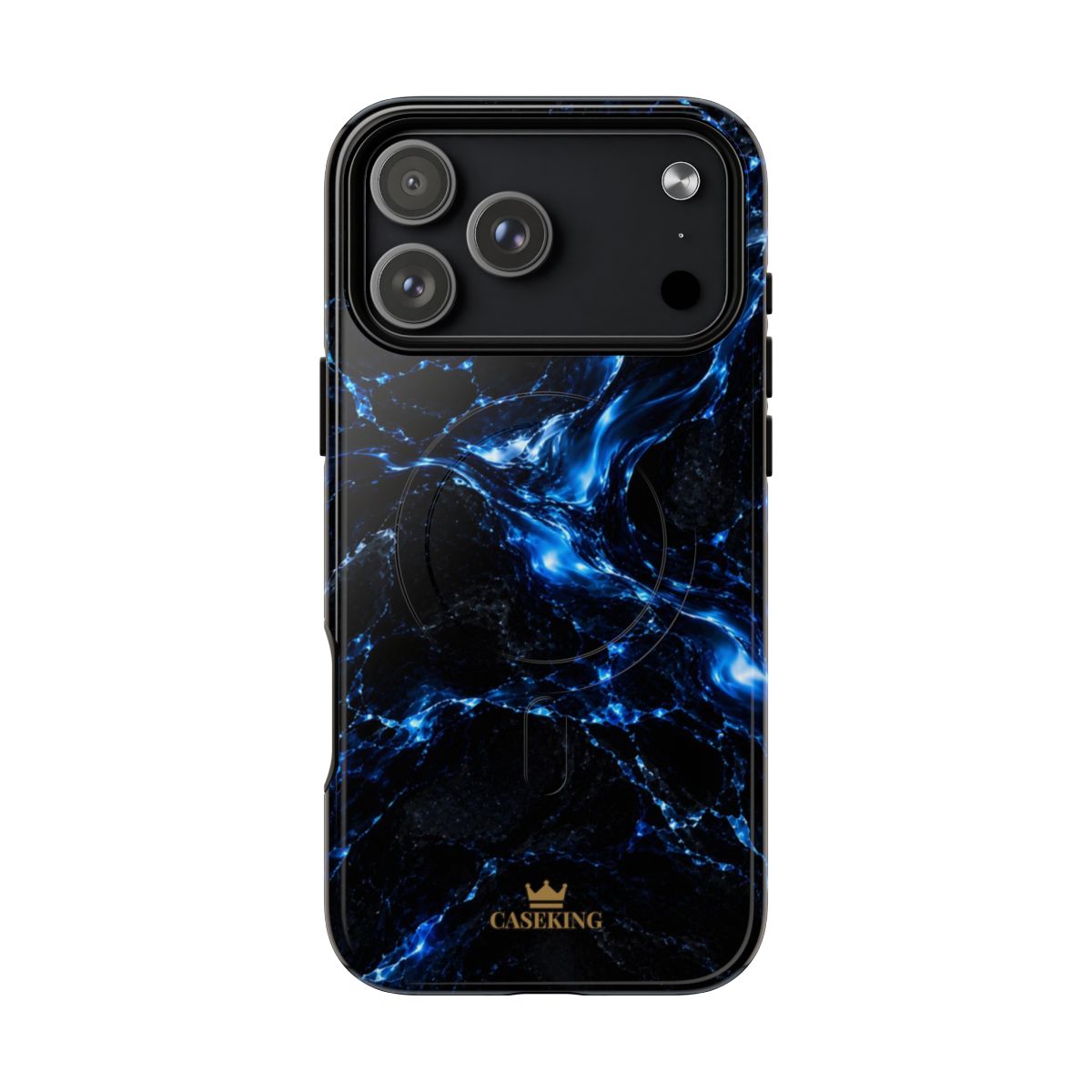 Solar Blue MagSafe-compatible tough case on iPhone 18 Pro Max, glossy finish