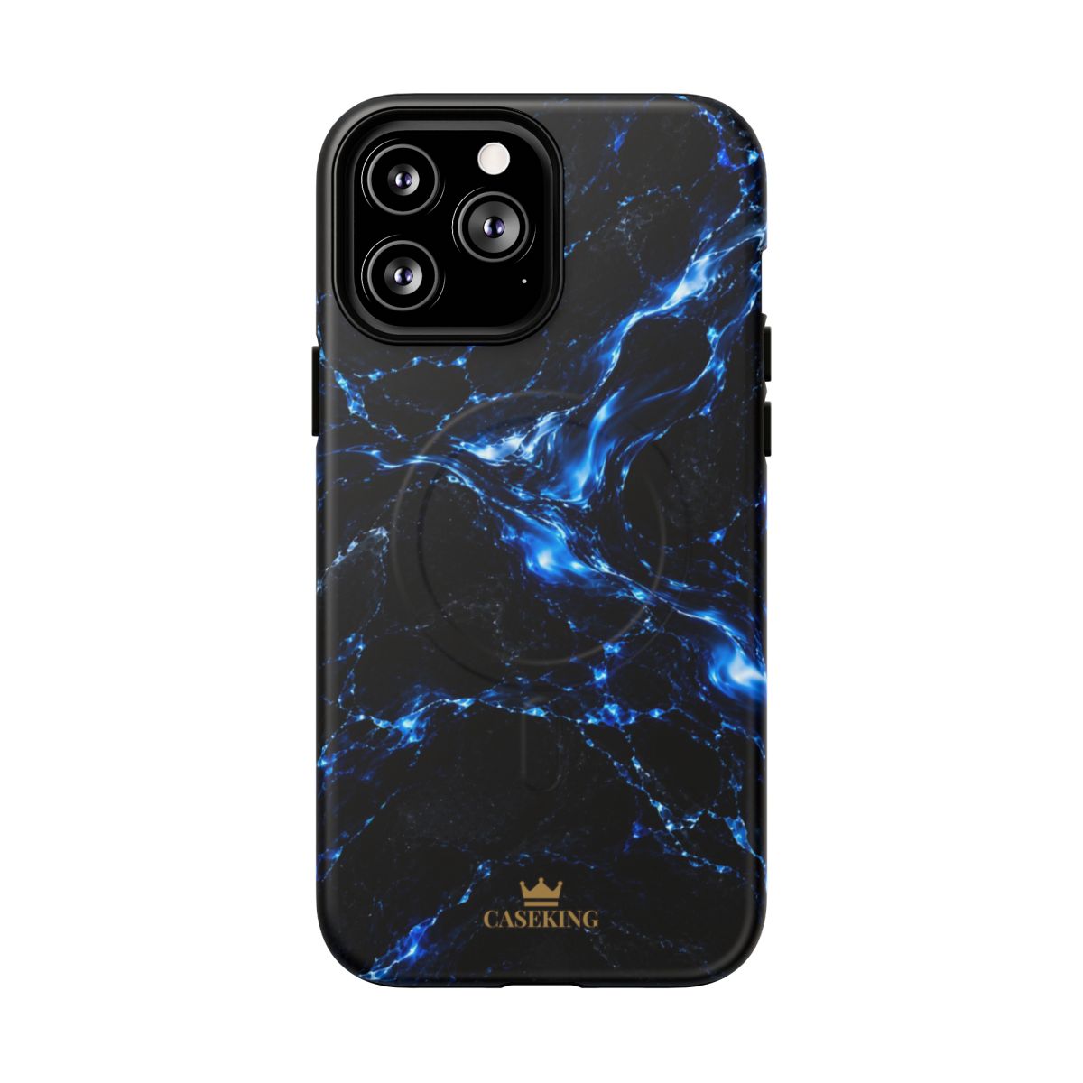 Solar Blue MagSafe-compatible tough case on iPhone 13 Pro Max, matte finish