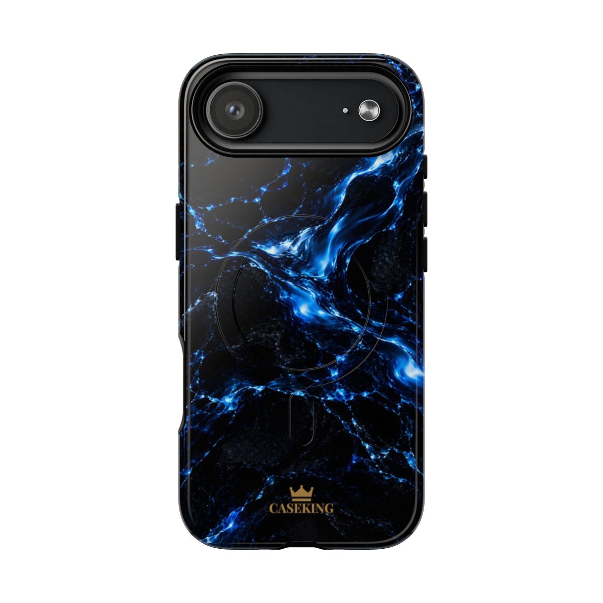 Solar Blue MagSafe-compatible tough case on iPhone 17 Air, glossy finish
