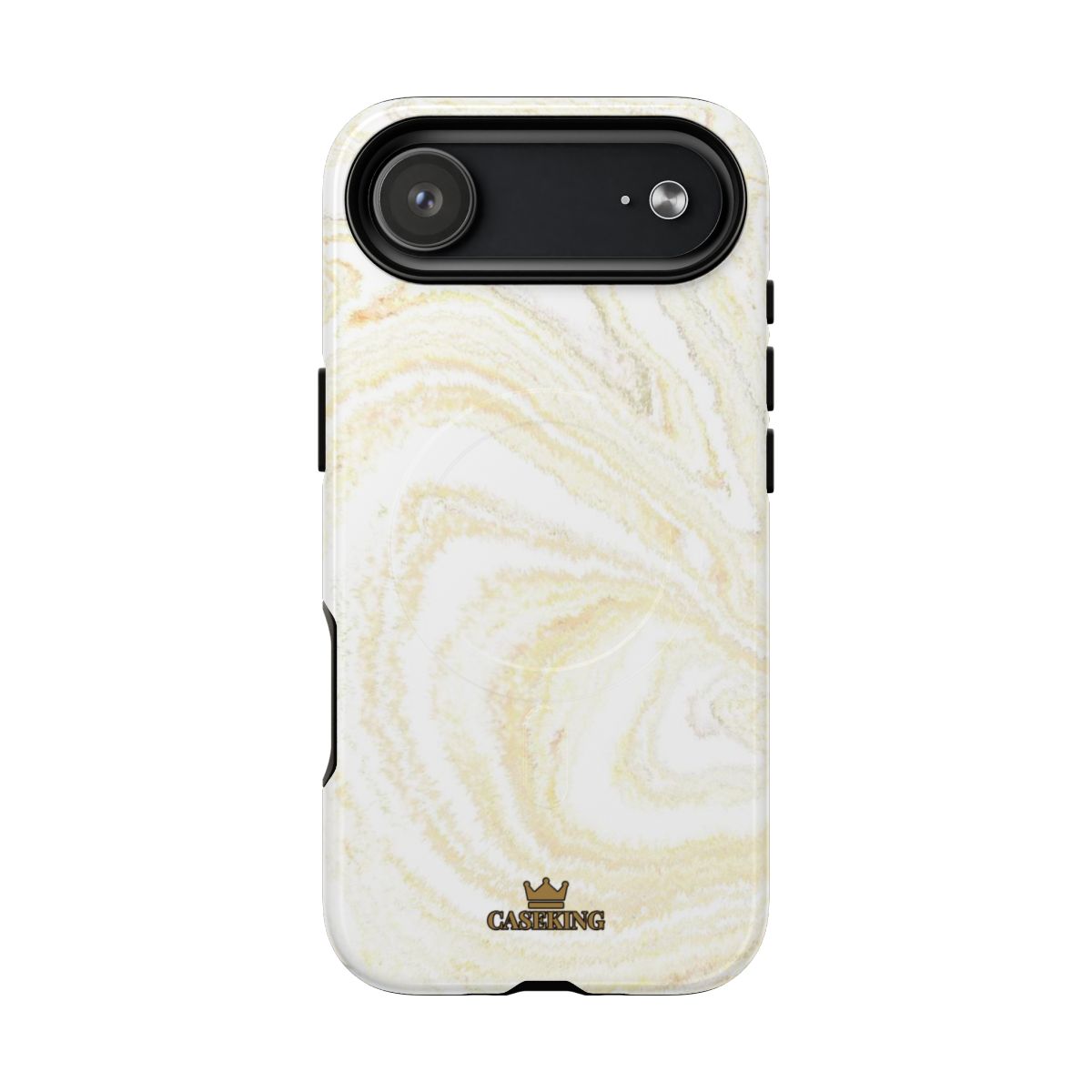 White & Gold Marble MagSafe-compatible tough case on iPhone 17 Air, glossy finish