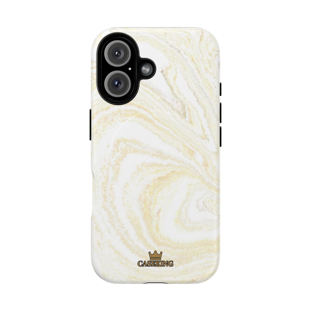 White & Gold Marble MagSafe-compatible tough case on iPhone 16, matte finish