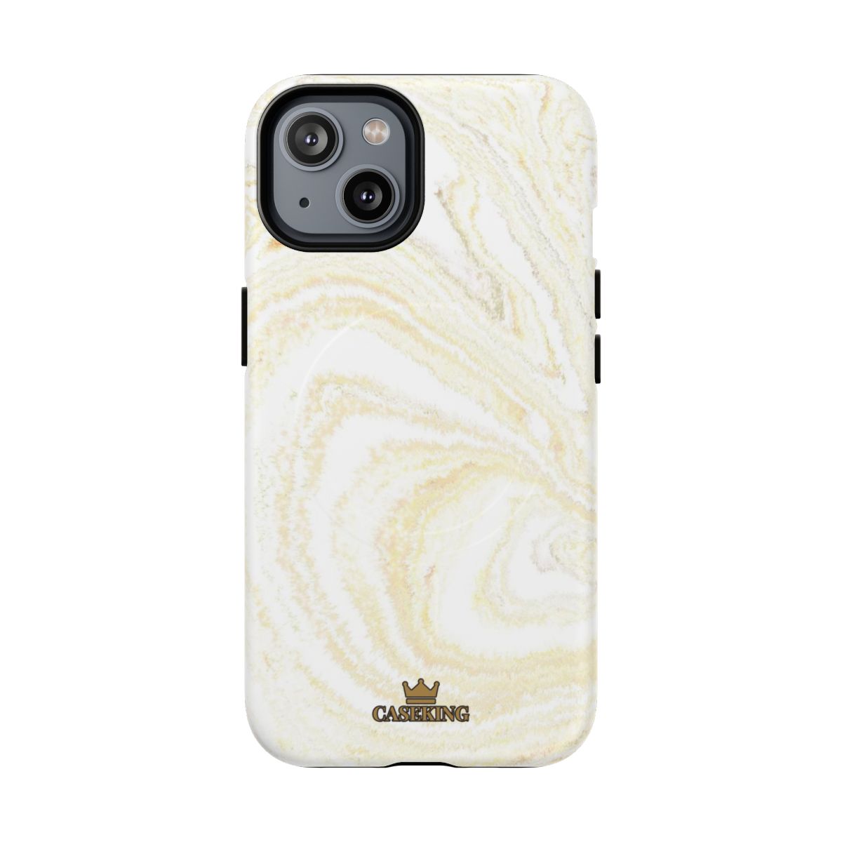 White & Gold Marble MagSafe-compatible tough case on iPhone 14, matte finish