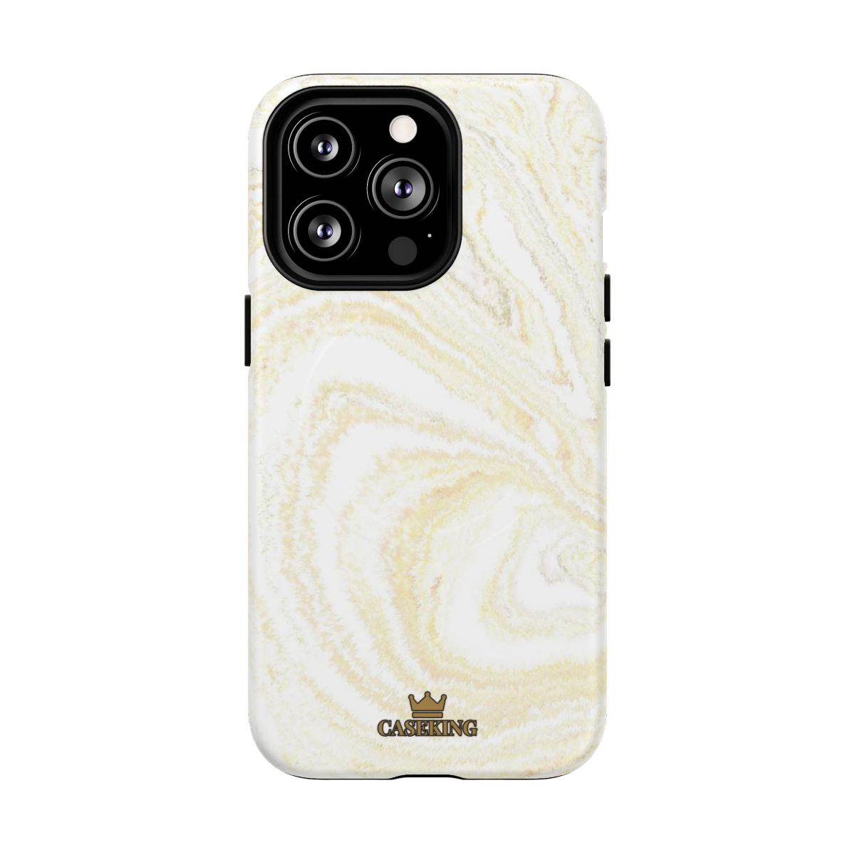 White & Gold Marble MagSafe-compatible tough case on iPhone 13 Pro, matte finish