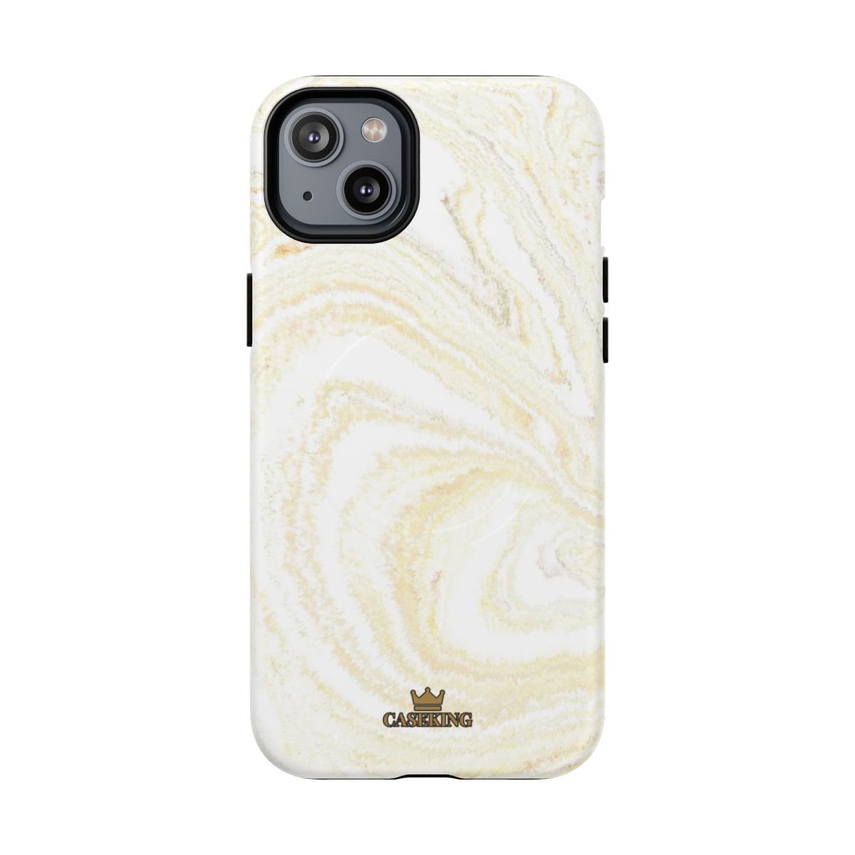 White & Gold Marble MagSafe-compatible tough case on iPhone 14 Plus, matte finish