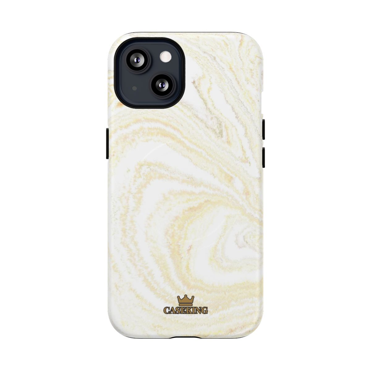 White & Gold Marble MagSafe-compatible tough case on iPhone 13, matte finish