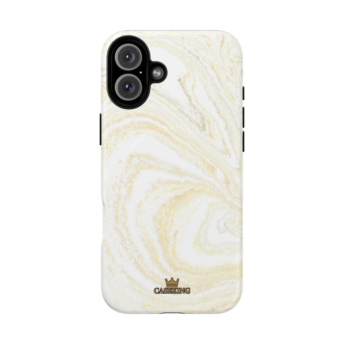 White & Gold Marble MagSafe-compatible tough case on iPhone 16 Plus, matte finish