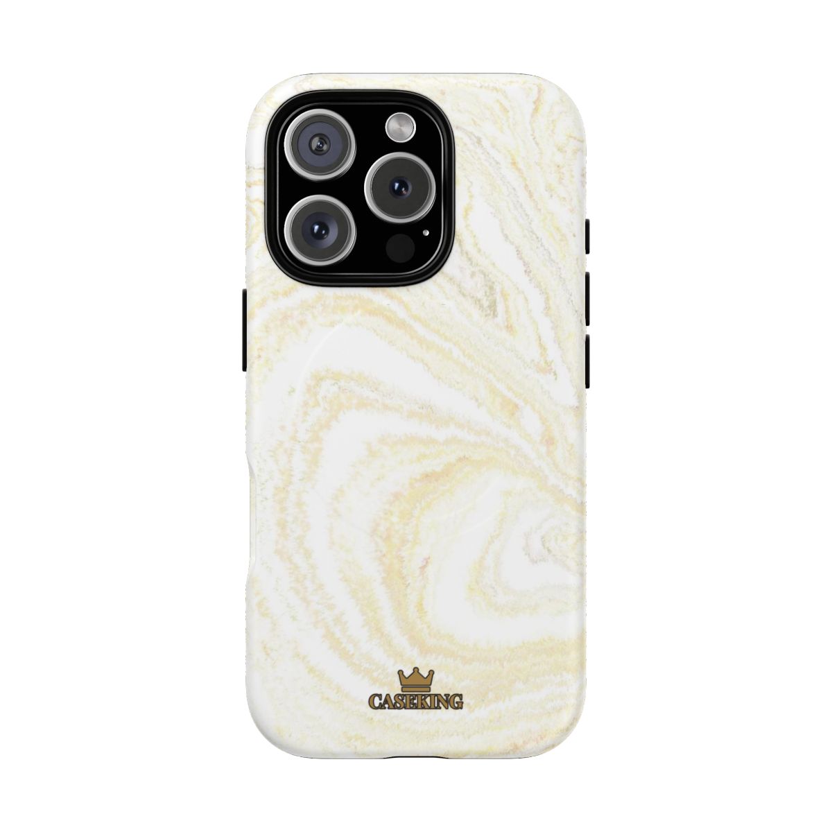 White & Gold Marble MagSafe-compatible tough case on iPhone 16 Pro, matte finish