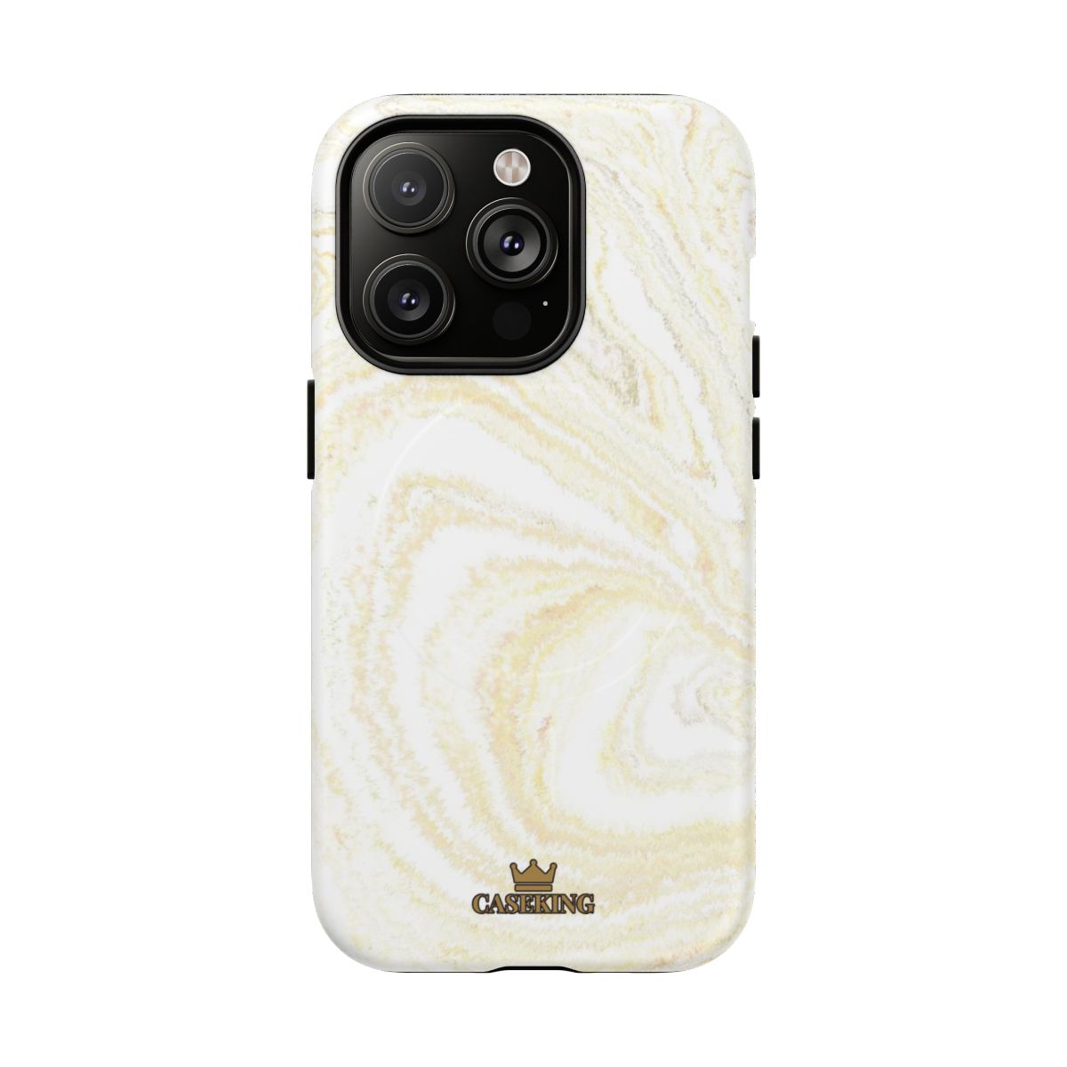 White & Gold Marble MagSafe-compatible tough case on iPhone 14 Pro, matte finish
