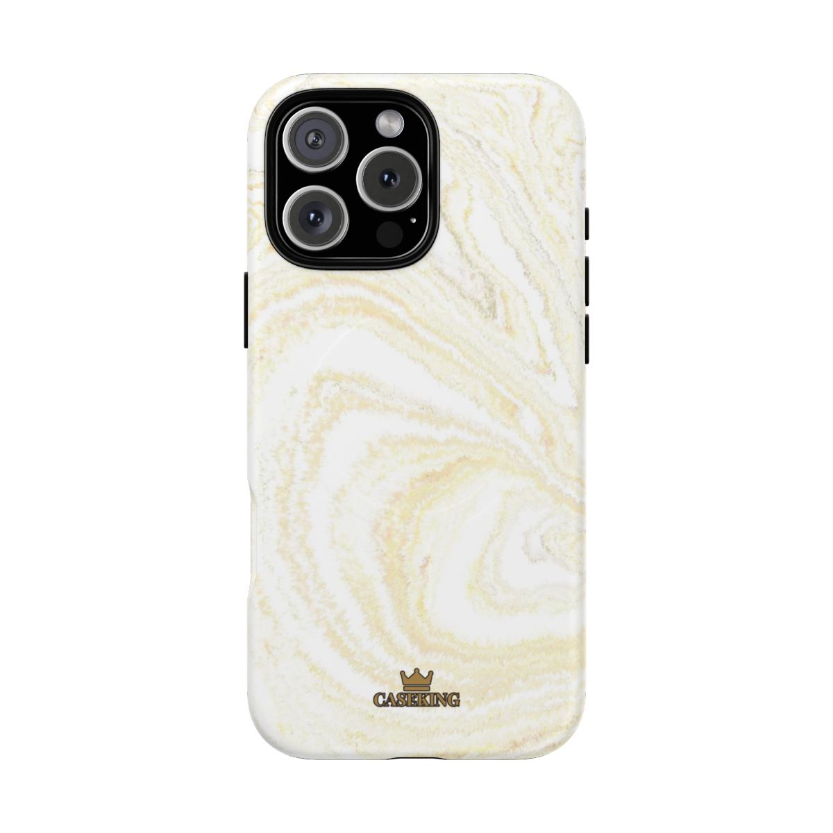 White & Gold Marble MagSafe-compatible tough case on iPhone 16 Pro Max, matte finish