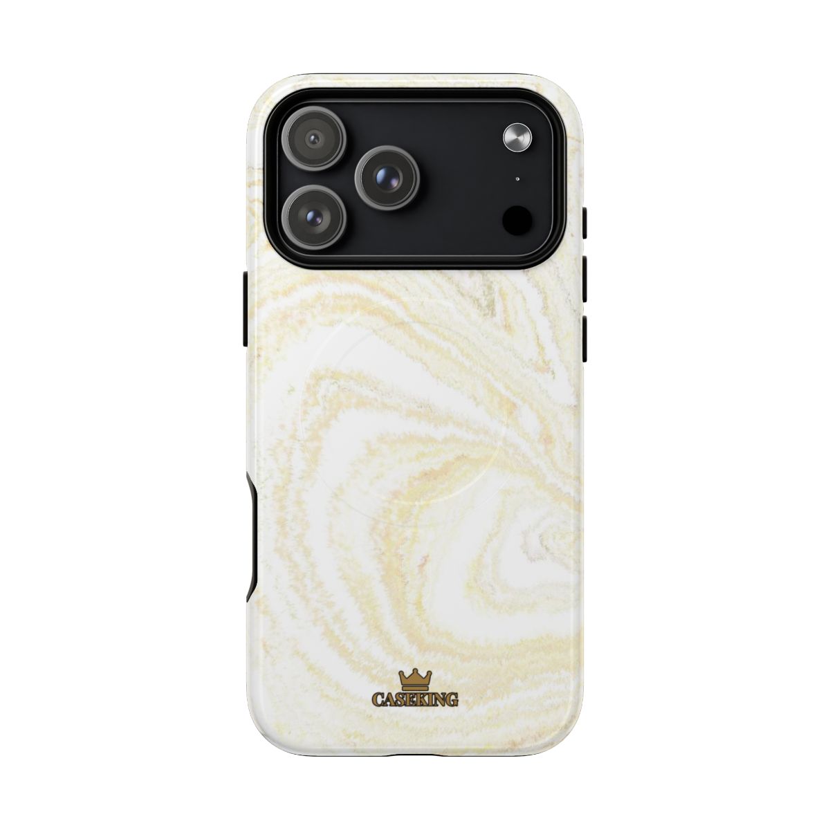 White & Gold Marble MagSafe-compatible tough case on iPhone 18 Pro Max, glossy finish