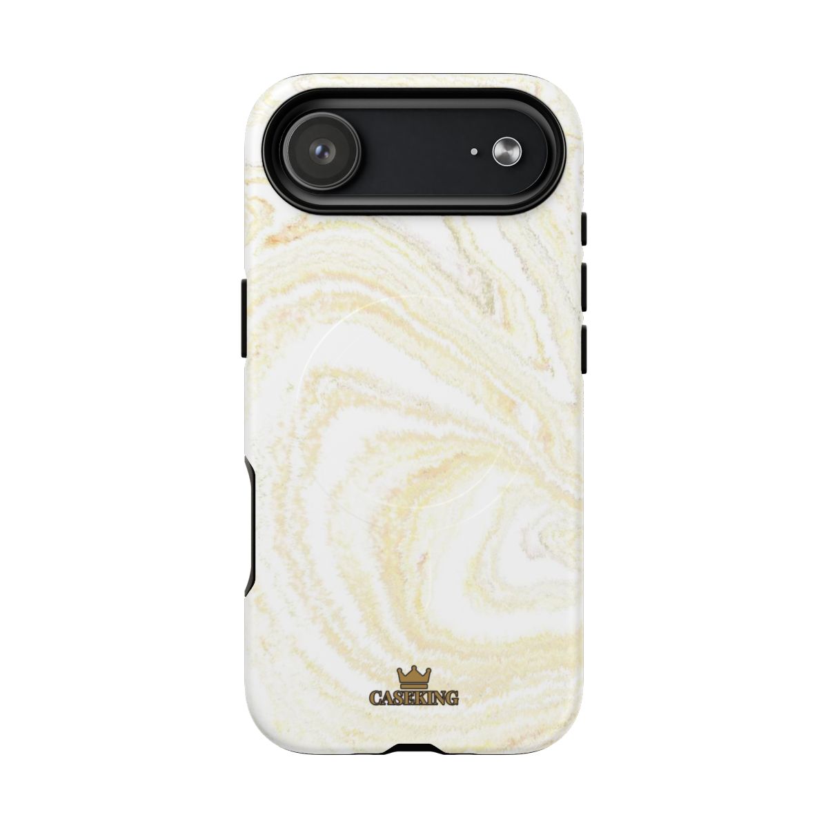 White & Gold Marble MagSafe-compatible tough case on iPhone 17 Air, matte finish