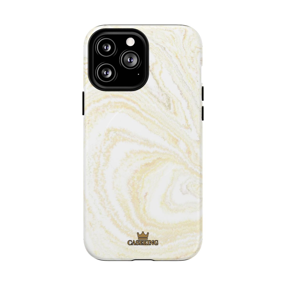 White & Gold Marble MagSafe-compatible tough case on iPhone 13 Pro Max, matte finish