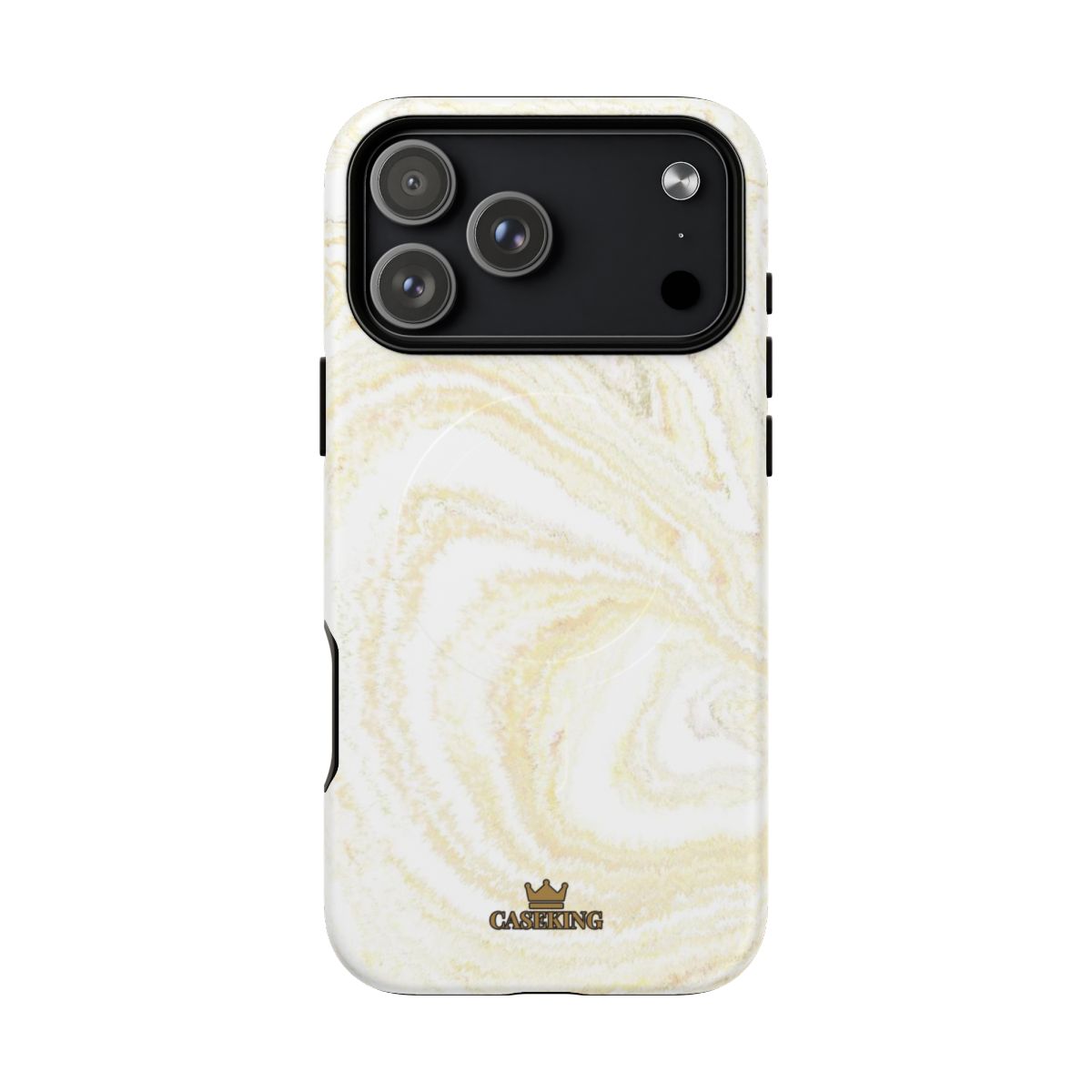 White & Gold Marble MagSafe-compatible tough case on iPhone 18 Pro Max, matte finish