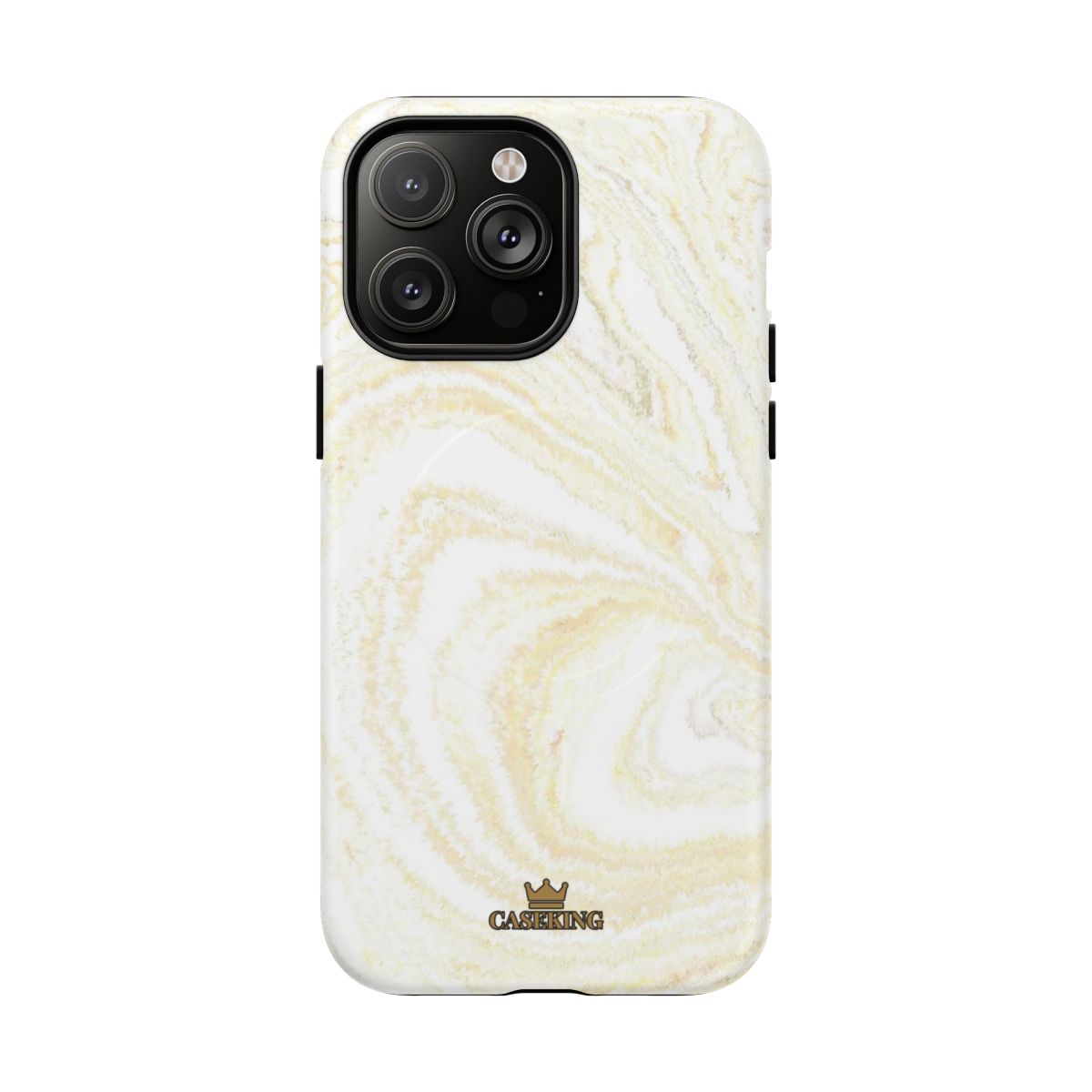 White & Gold Marble MagSafe-compatible tough case on iPhone 14 Pro Max, matte finish