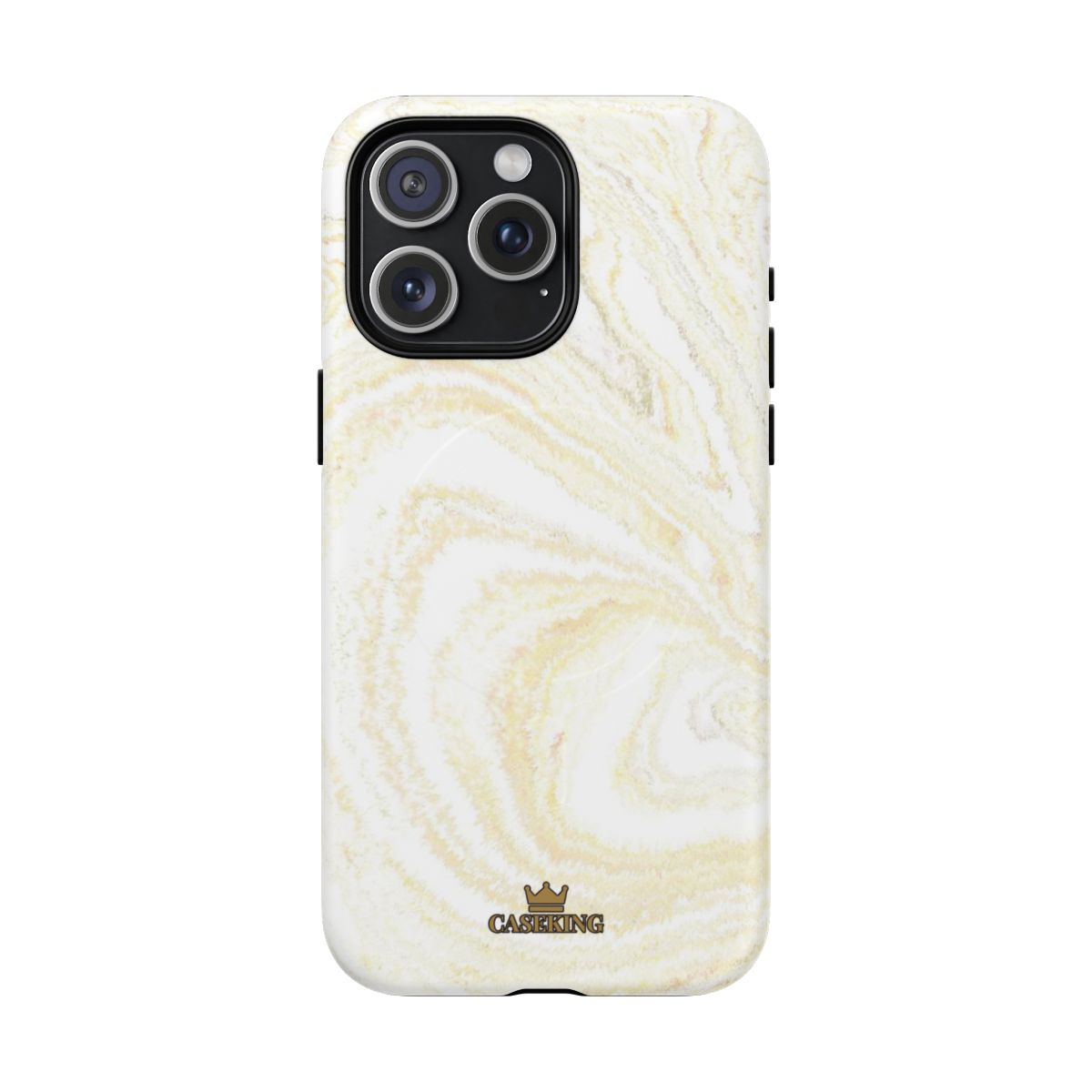 White & Gold Marble MagSafe-compatible tough case on iPhone 15 Pro Max, matte finish