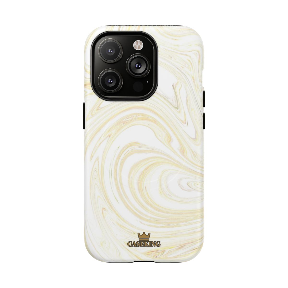 White & Gold Swirl MagSafe-compatible tough case on iPhone 14 Pro, matte finish