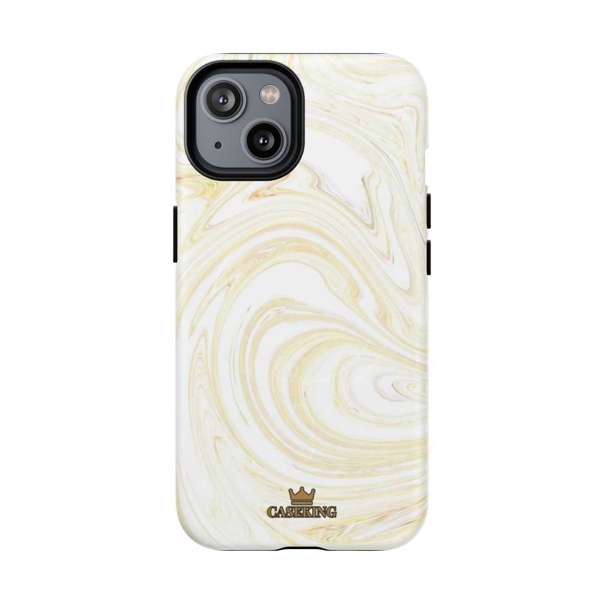 White & Gold Swirl MagSafe-compatible tough case on iPhone 14, matte finish