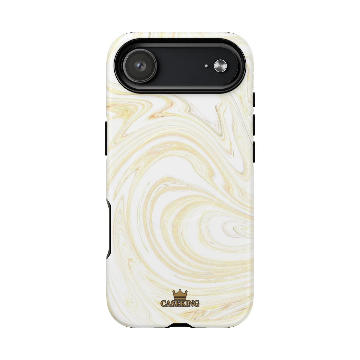 White & Gold Swirl MagSafe-compatible tough case on iPhone 17 Air, matte finish